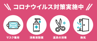 新型コロナウイルス対策実施中