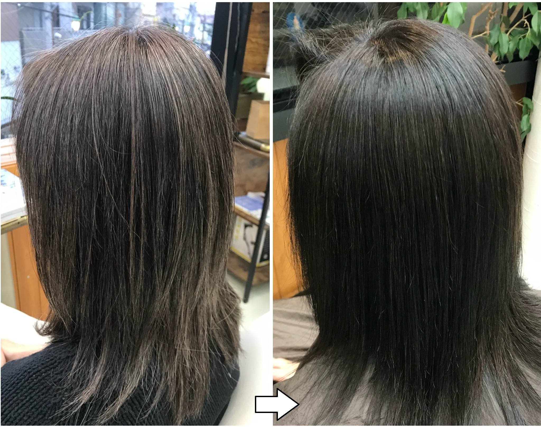 ノンジアミン・過酸化水素水不使用の白髪染め「輝髪ザクロペインター」施術事例